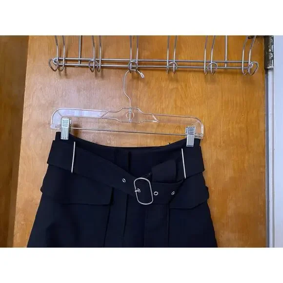 Acne Studios INEZ Wool Pleated Wide Leg Cropped Culotte Pant PSS17 Black Sz 36 - Picture 4 of 14